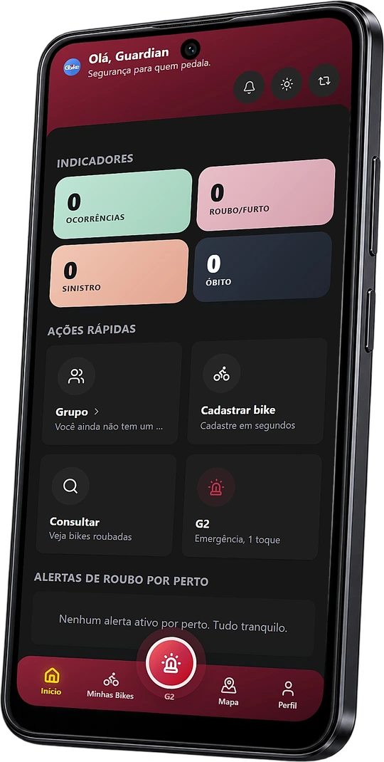 Tela inicial do app GBike